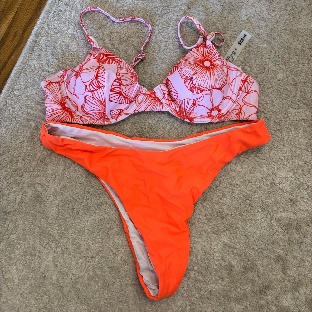 SHEIN floral bustier bikini size medium